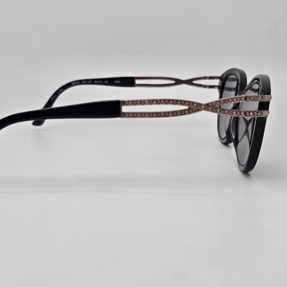 Bebe BB7216 001 Jet Black Rhinestone Cat Eye Eyeglasses Frame w/ Case 52-16-135 - Picture 6 of 15